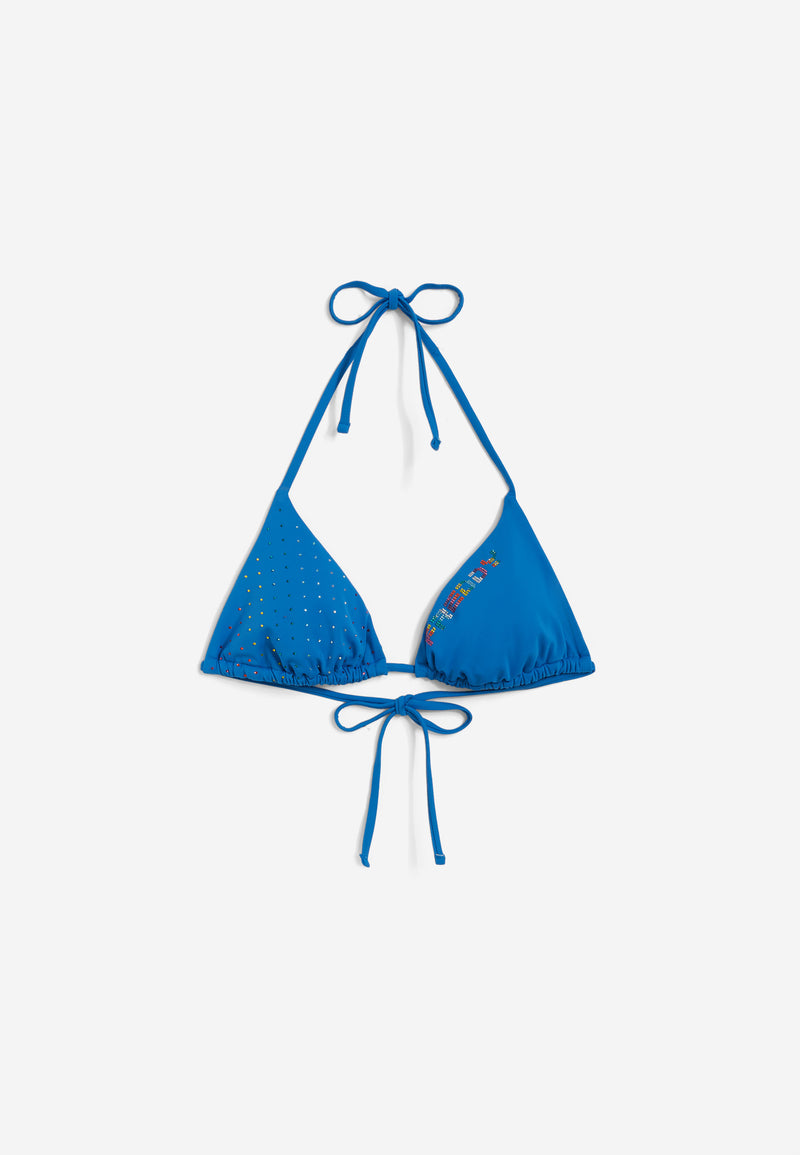 Triangel-Bikinioberteil mit Strassverzierung - BLUE