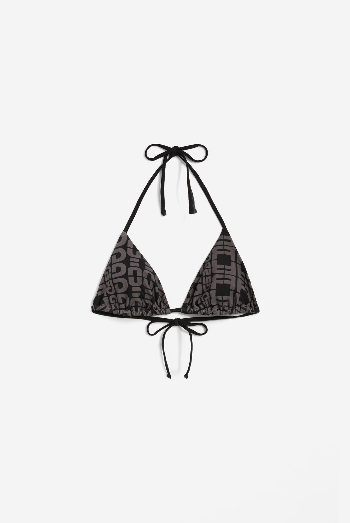 Triangel-Bikinioberteil mit Allover-Logo-Print - BLACK