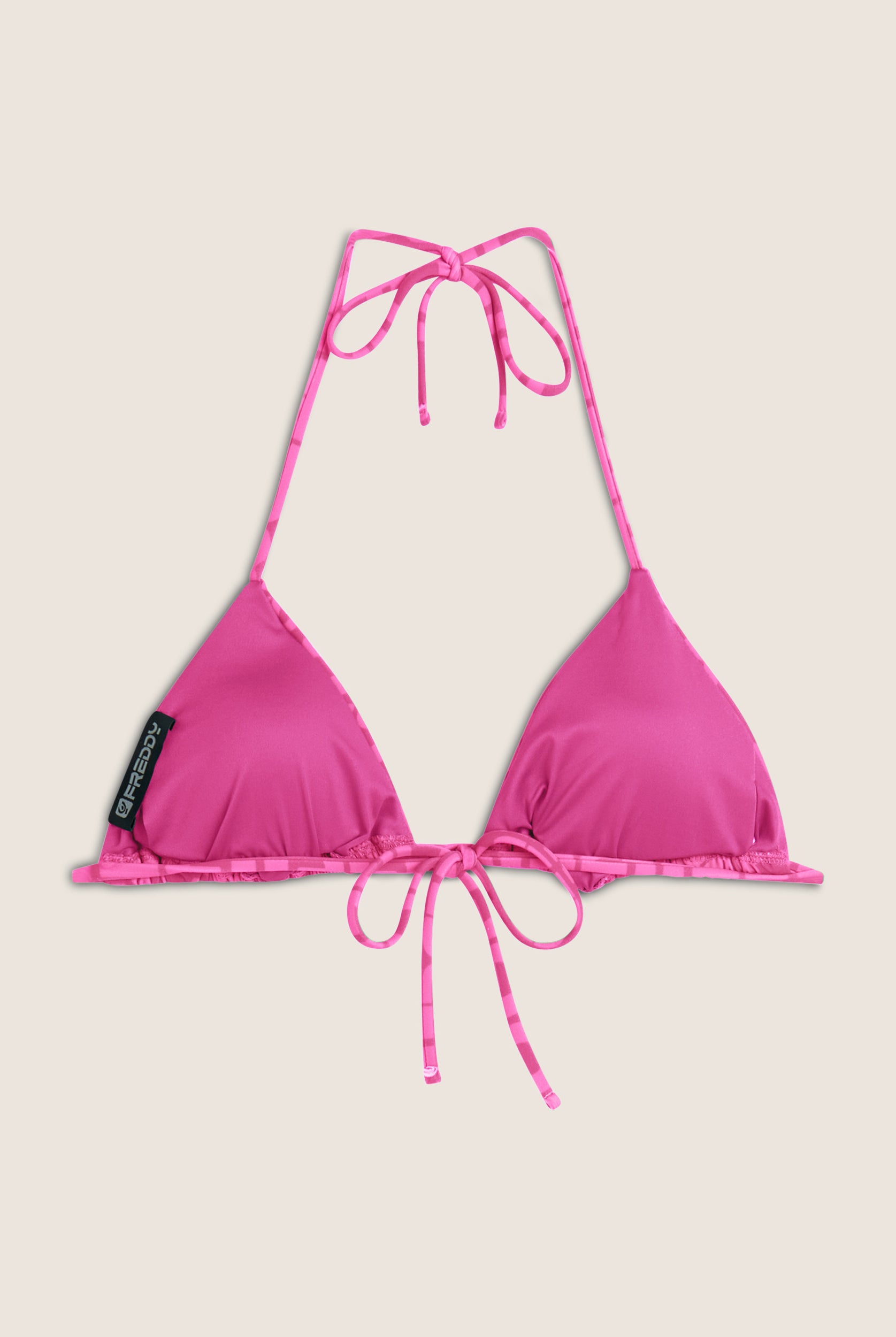 Triangel-Bikinioberteil mit Allover-Logo-Print - FUCHSIA