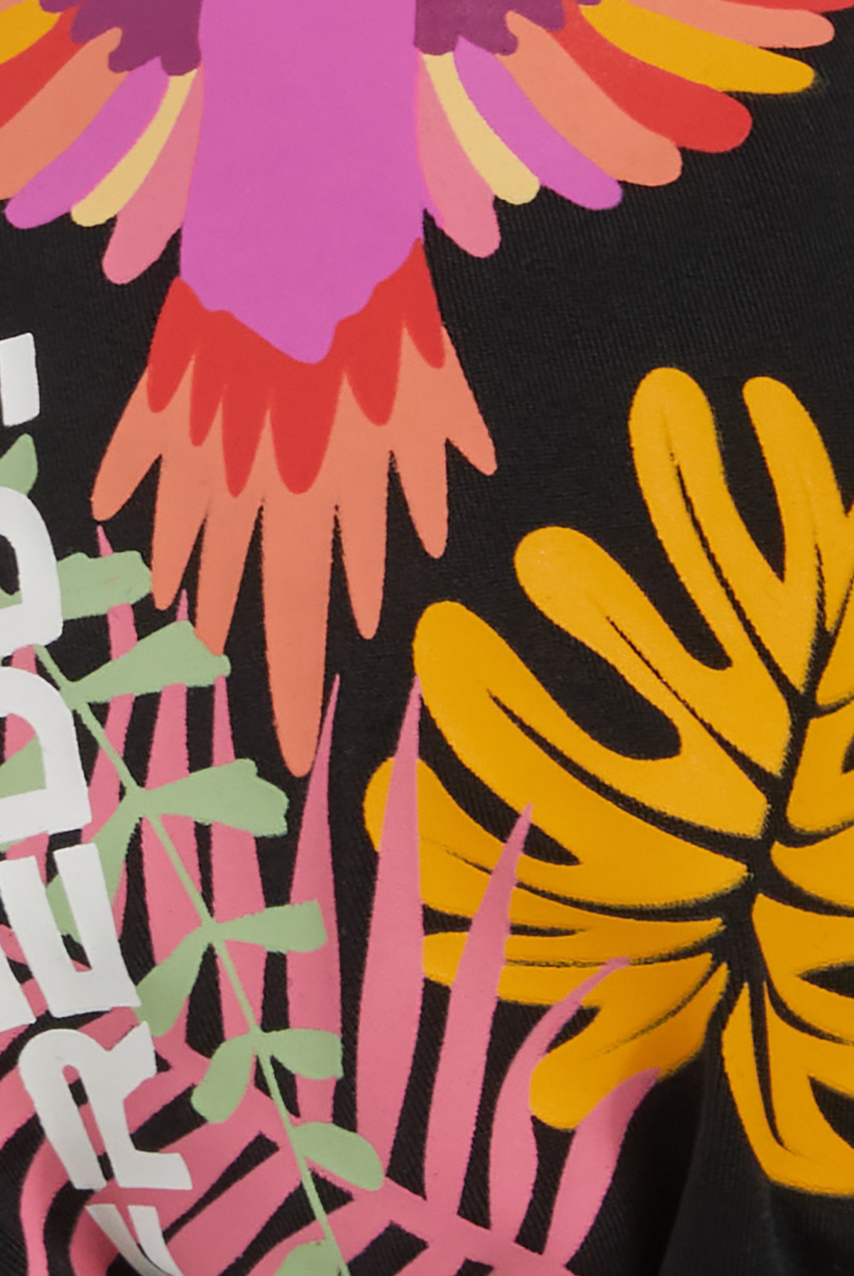 Triangel-Bikinioberteil mit mit tropischen Details - BLACK