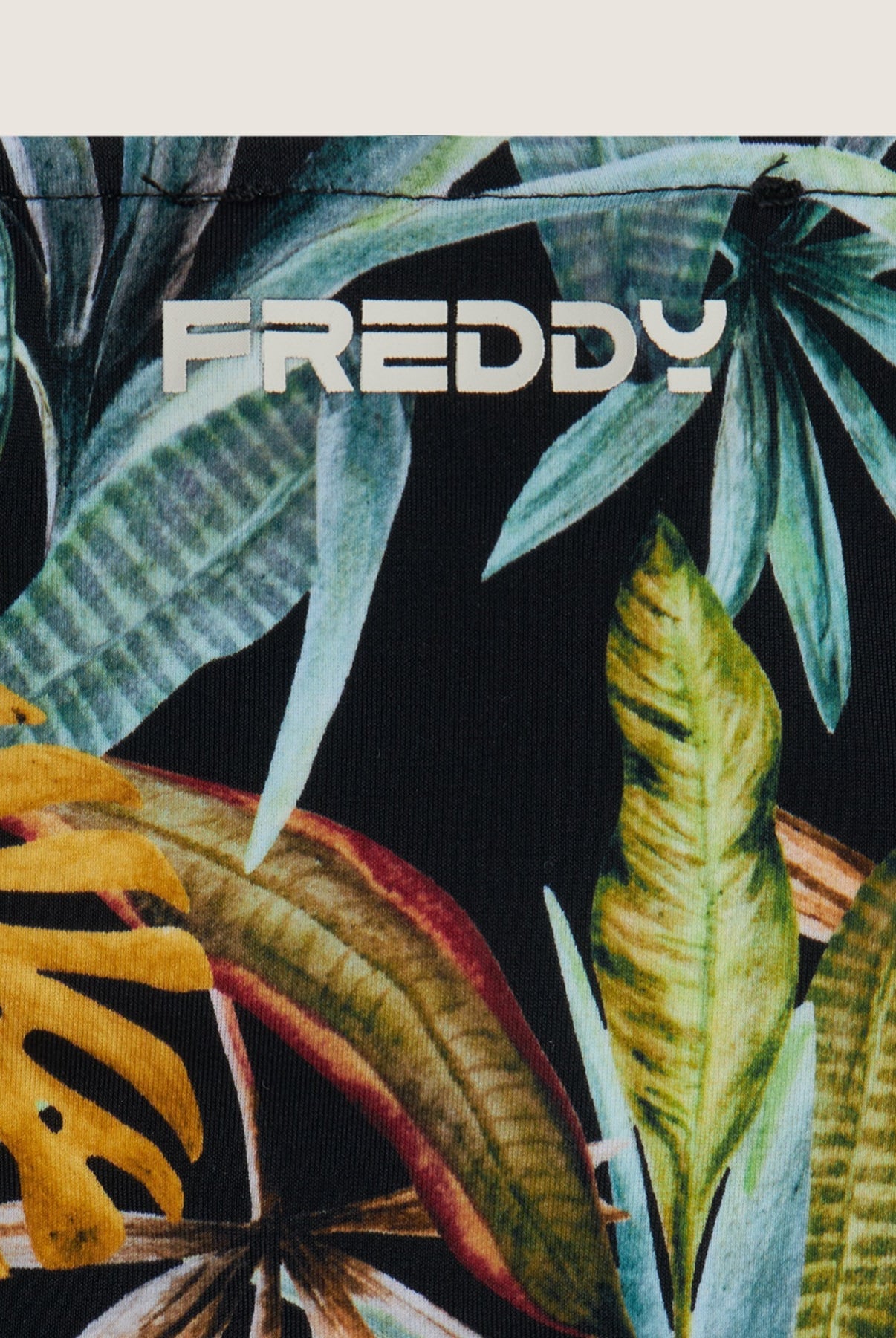 String-Bikinihose mit tropischem Blattmuster - BLACK