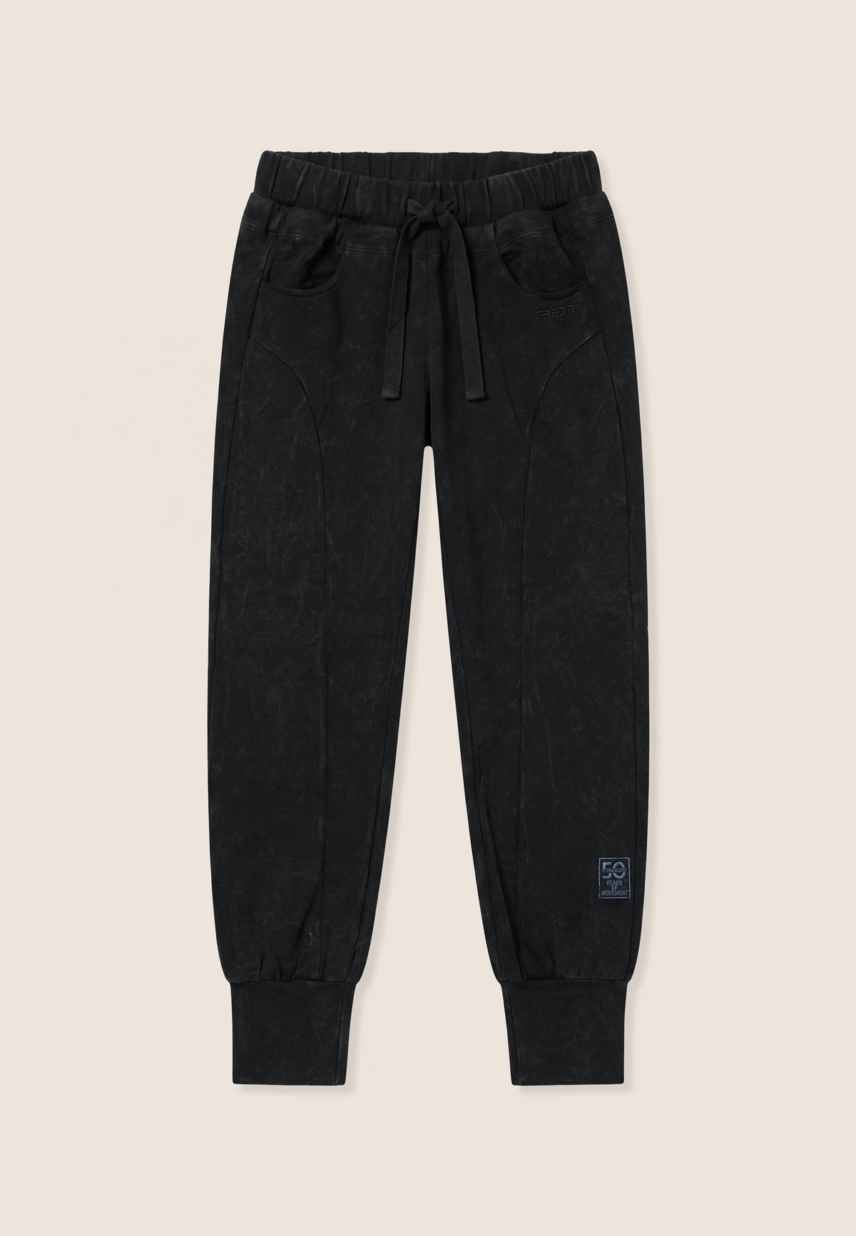 Washed joggers with 50 Years of Movement patch - Black
