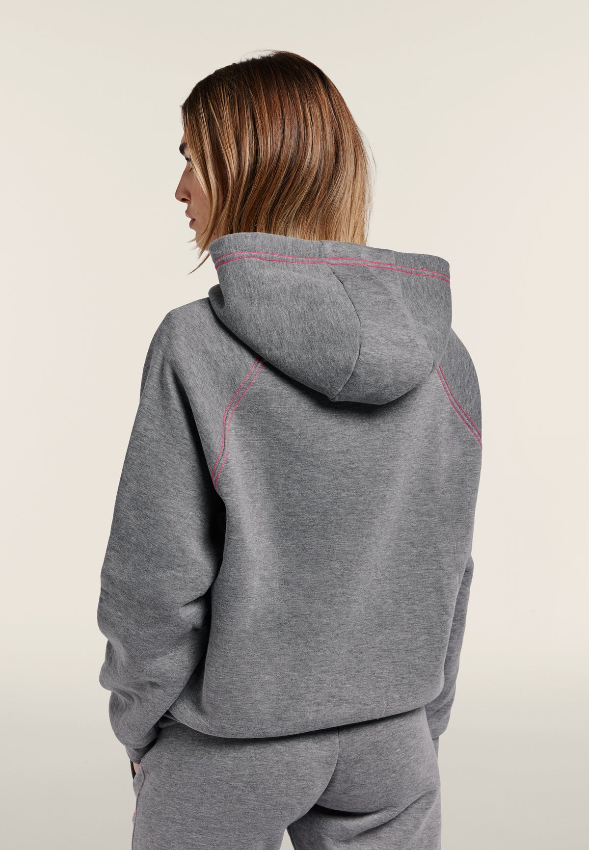 Comfort melange hoodie with neon embroidery - Mélange Gray