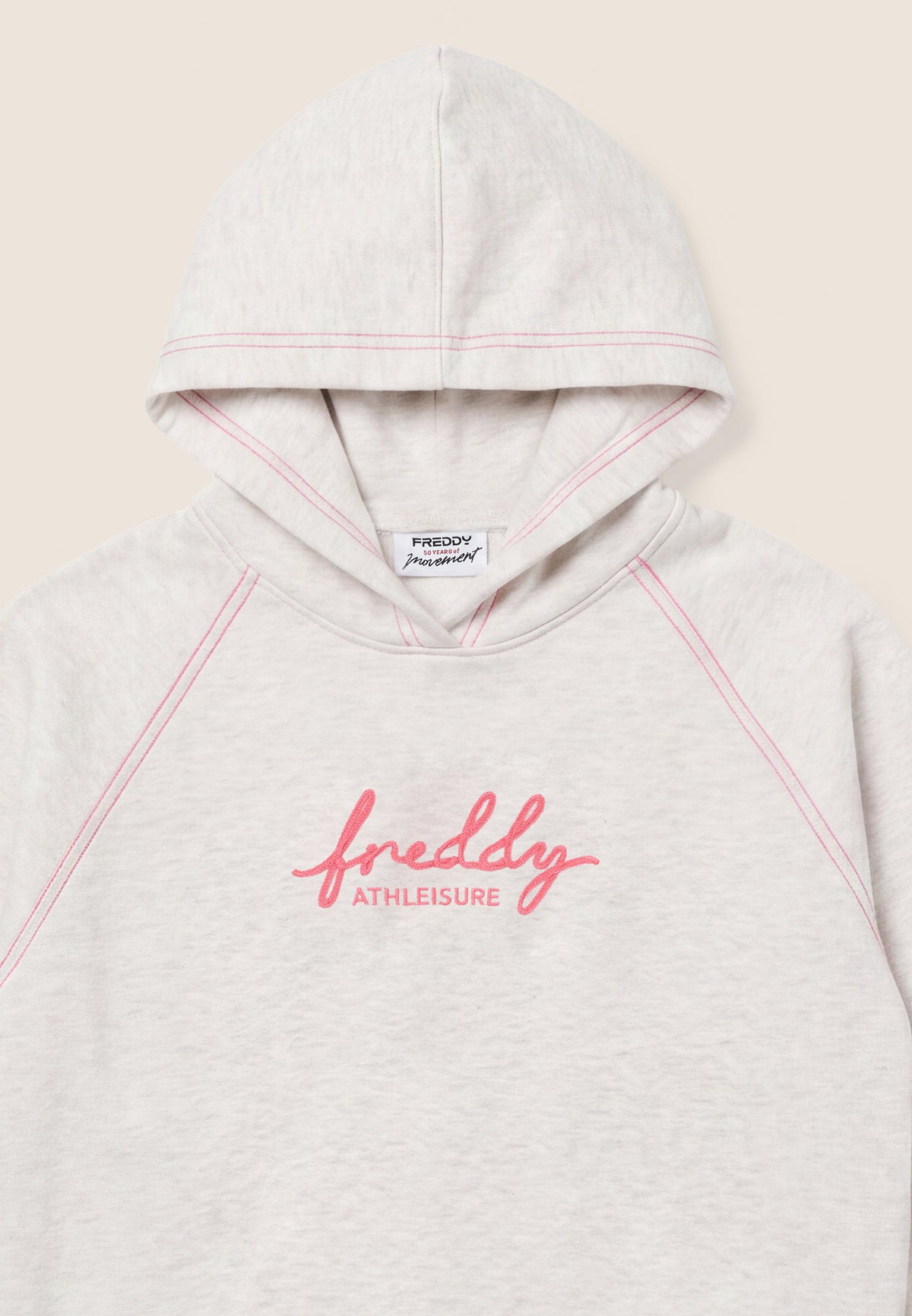 Comfort melange hoodie with neon embroidery - White Melange