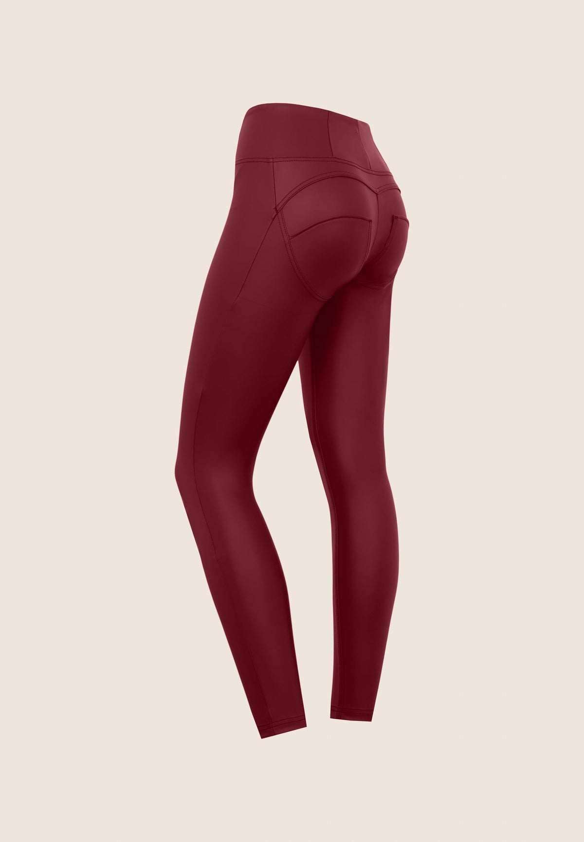 WR.UP Push-Up High Waist Skinny Vegan Leather Pant - Cabernet Red