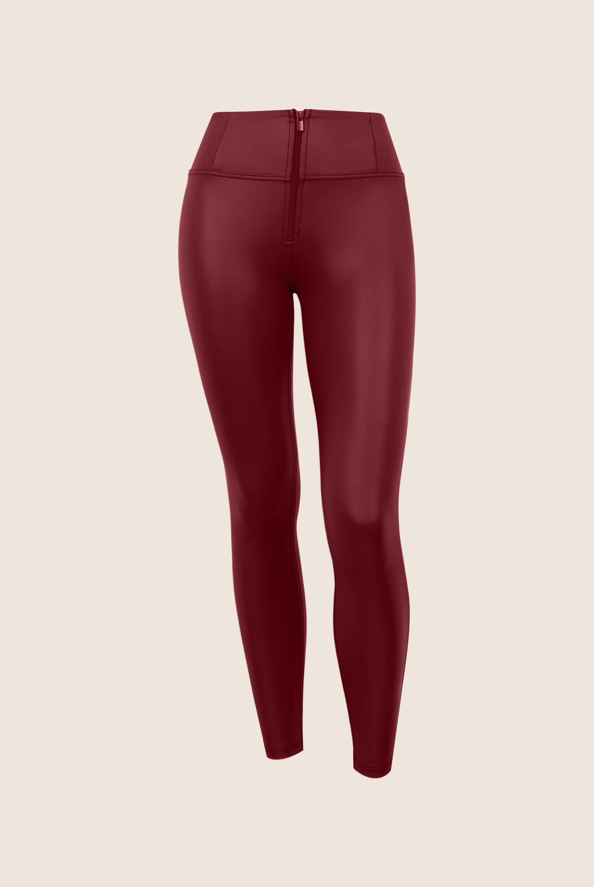 WR.UP Push-Up High Waist Skinny Vegan Leather Pant - Cabernet Red