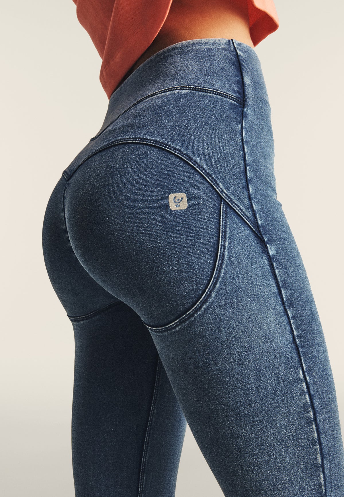 WR.UP Core Push-Up High Waist Flare Denim Jeans - Denim Medium Blue - Blue Seam