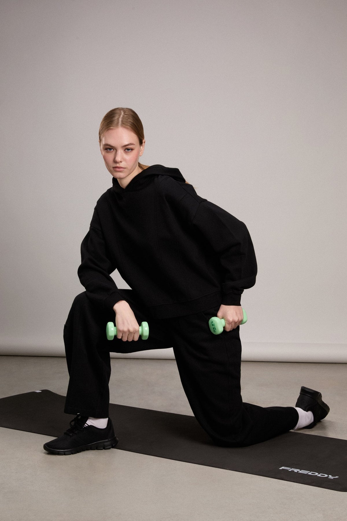 Fleece balloon trousers with faded effect - Black