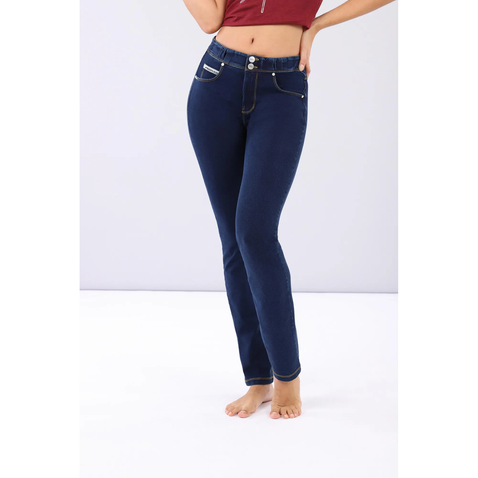 N.O.W.® Pants - Spodnie Straight ze średnim stanem w kolorze niebieskim