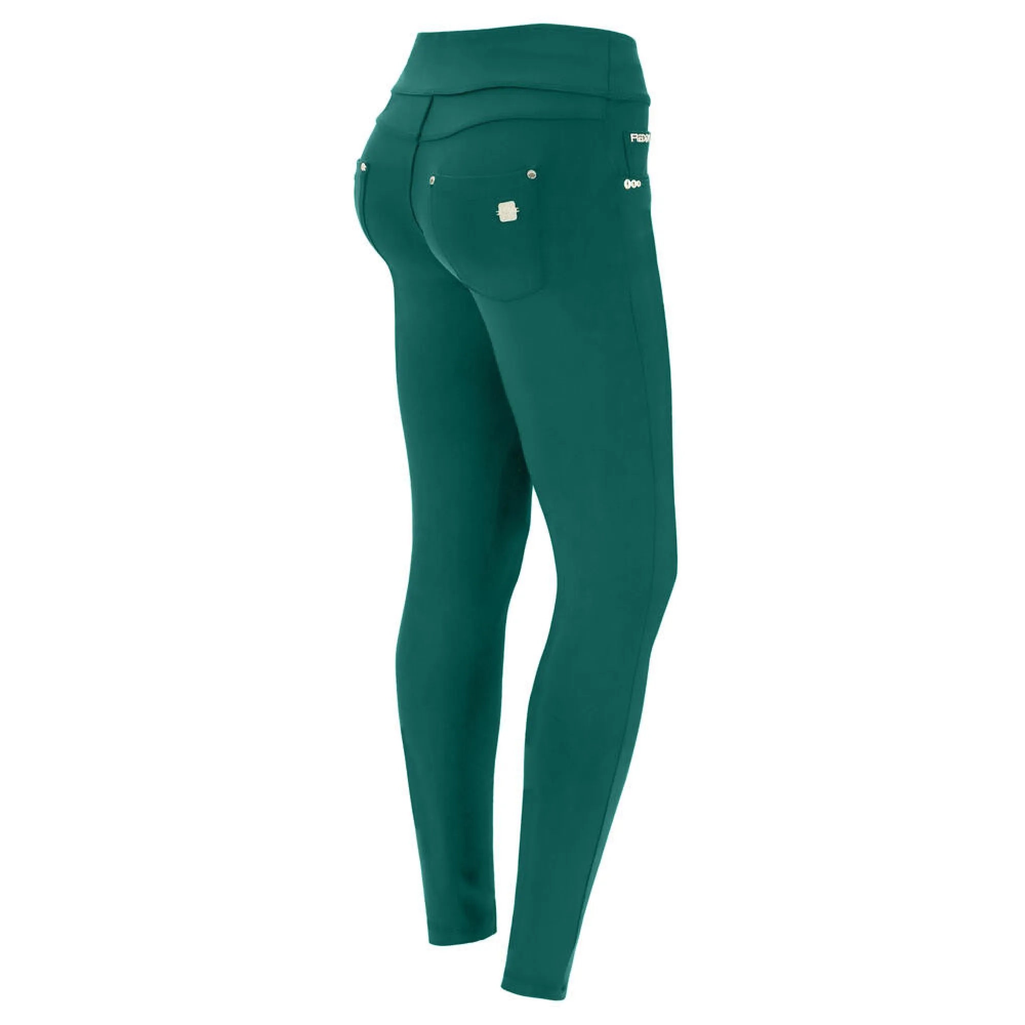 N.O.W.® D.I.W.O.® z recyklingu - Spodnie Skinny z podwijanym pasem w kolorze zielonym - V128