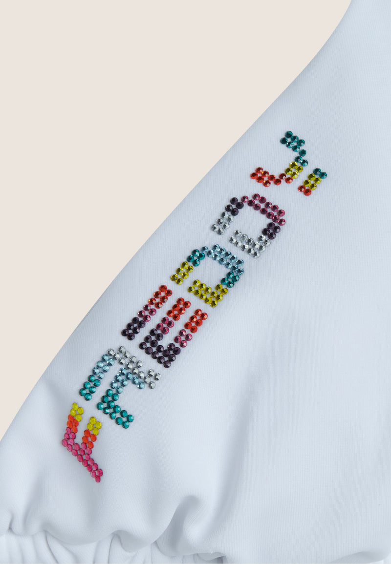Triangel-Bikinioberteil mit Strassverzierung - WHITE