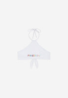 Bikini-Neckholder-Top mit strassbesetztem Freddy Logo - WHITE