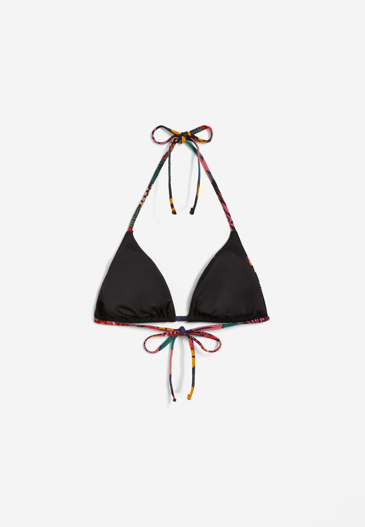 Triangel-Bikinioberteil mit mit tropischen Details - BLACK