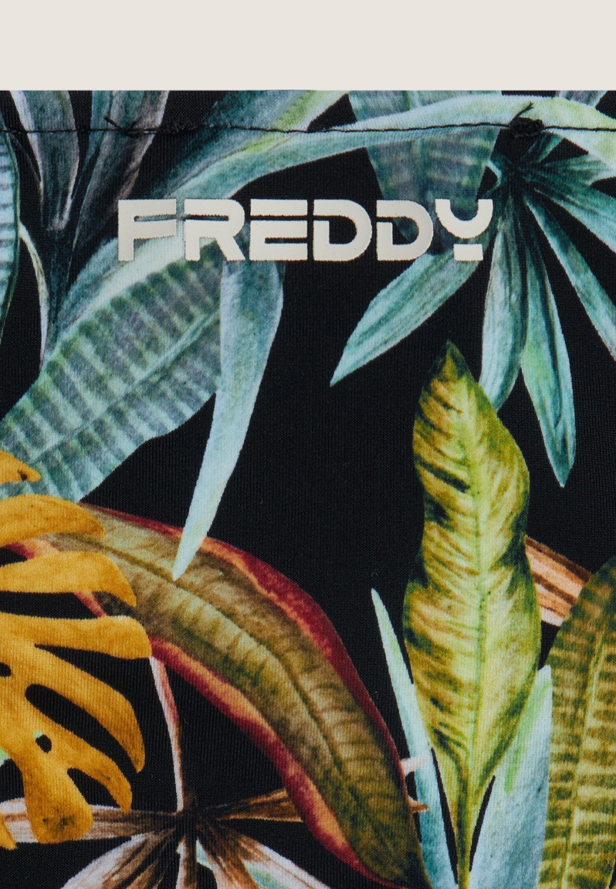 String-Bikinihose mit tropischem Blattmuster - BLACK