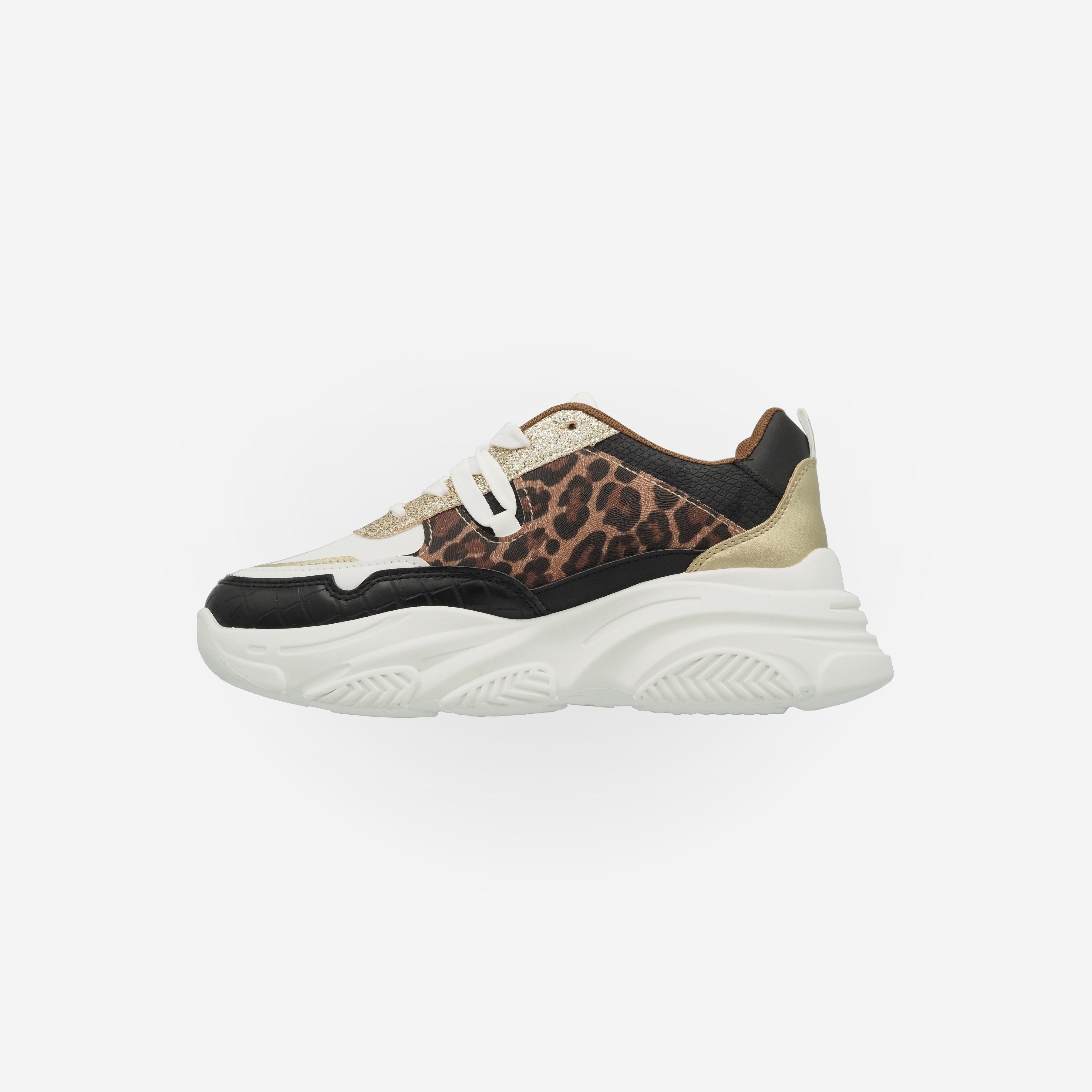 Damen-Sneaker mit Glitzerdetails und klobiger Sohle
