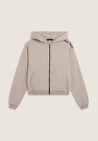 Cropped oversize sweatshirt with zip and Flow print - Crystal Gray