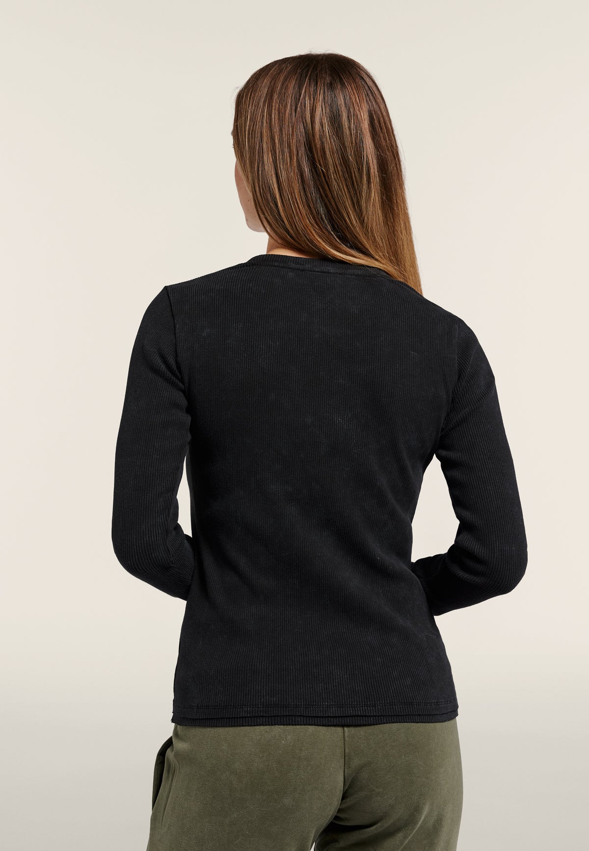 Ribbed long sleeve t-shirt with 50 Years of Movement patch - Black