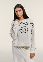 Oversized cropped sweatshirt with large print - Artic Wolf-Black