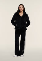 Teddy fleece hoodie with a zip - Black