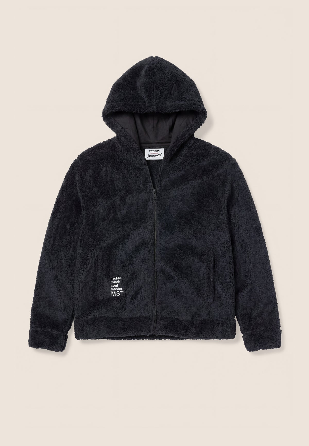 Teddy fleece hoodie with a zip - Black