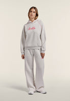 Comfort melange hoodie with neon embroidery - White Melange