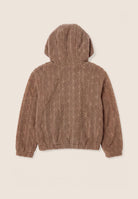 Hooded jacket in cable-knit sherpa fleece - Chanterelle