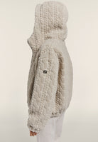 Hooded jacket in cable-knit sherpa fleece - Moonbeam