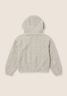 Hooded jacket in cable-knit sherpa fleece - Moonbeam