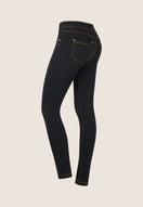 N.O.W. Comfort Mid Waist Skinny Denim Jeans - Denim Black - Yellow Seam