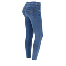 N.O.W. Comfort Mid Waist Skinny 7/8 Denim Jeans - Denim Light Blue - Yellow Seam