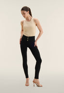 WR.UP Push-Up Button High Waist Skinny Pants - Black