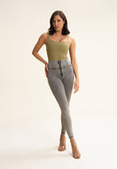 WR.UP Push-Up High Waist Skinny 7/8 Denim Jeans - Denim Gray - Black Seam