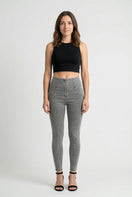 WR.UP Push-Up High Waist Skinny 7/8 Denim Jeans With Front Seam - Denim Gray - Black Seam