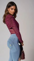 WR.UP Push-Up High Waist Skinny 7/8 Denim Jeans - Denim Light Blue - Blue Seam