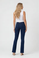 WR.UP Push-Up Regular Waist Mini Flare Denim Jeans - Denim Dark Blue - Blue Seam